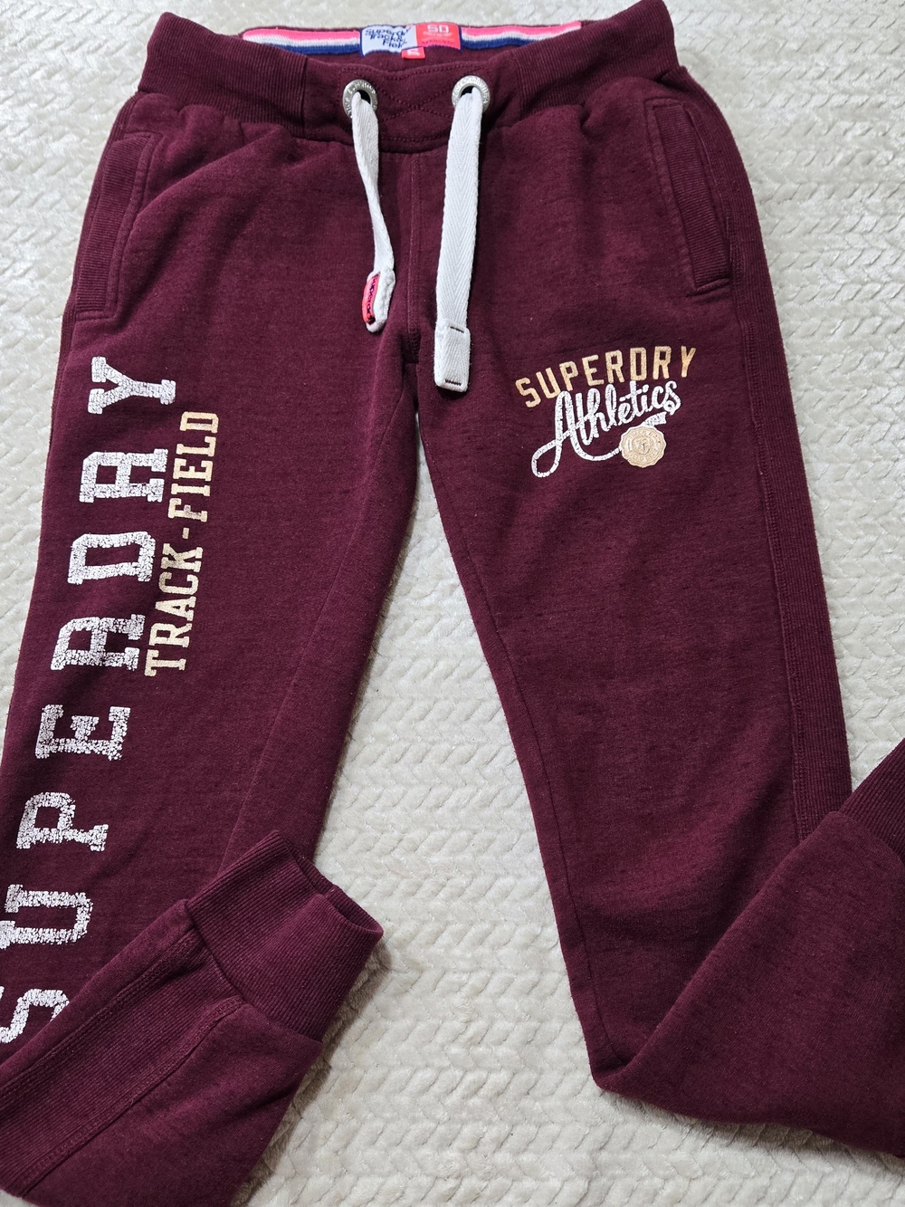 Superdry Womens Track & Field Drawstring Jogger Sweatpants Burgundy Size Small